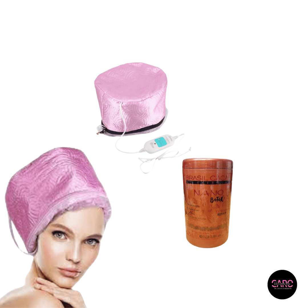 Set de Gorro Térmico Eléctrico + Nano Botox Brasil Cacau
