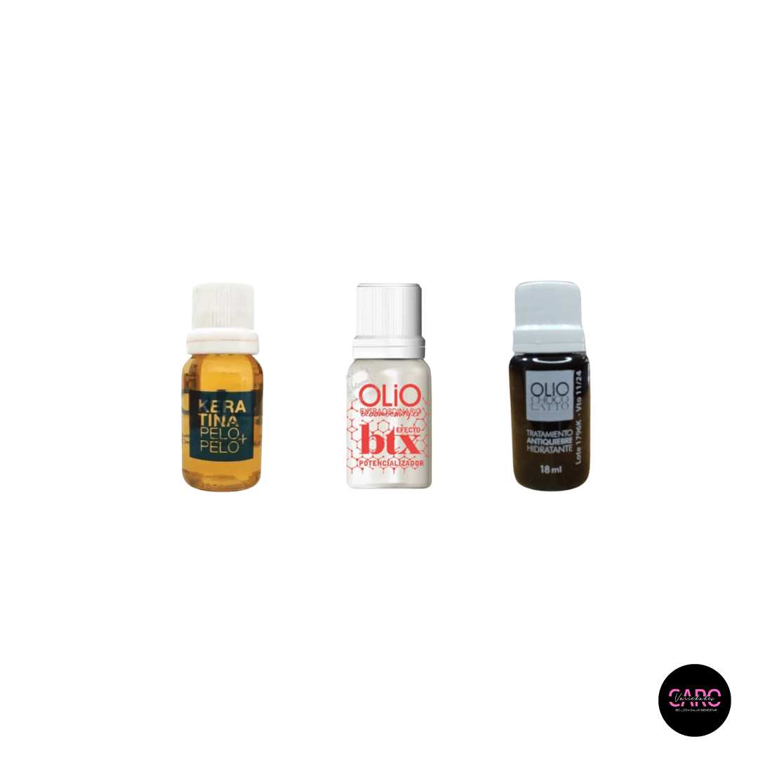 Set de Ampollas Keratina Olió + Olió Chocolate + Olio Efecto Botox de Acido Hialuronico de 18ml Set de Ampollas Keratina Olió + Olió Chocolate + Olio Efecto Botox de Acido Hialuronico de 18ml